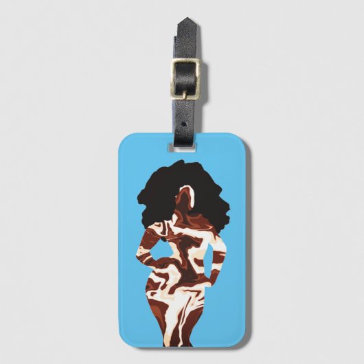 ブラック女性の荷物タグとグラフィックはっきりした表示 ラゲッジタグ (正面縦)