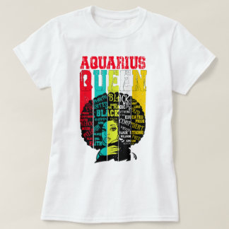ブラック女性アフロ髪のギフトAQUARIUS女王フェブ… Tシャツ