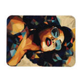 ブラック女性：キュービストのアーティストマグネット マグネット (横)