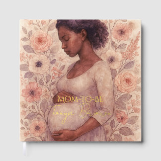 ブラック妊婦のフラワーウォーターカラーベビーシャワー ゲストブック
