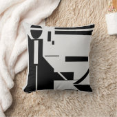 ブラック姿オンライトグレー背景抽象芸術 クッション (ブランケット)