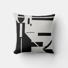 ブラック姿オンライトグレー背景抽象芸術 クッション