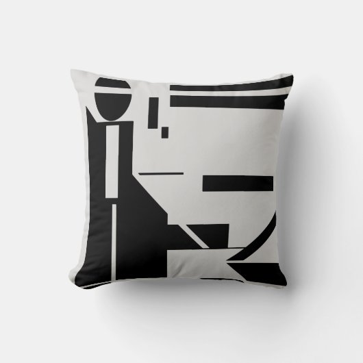 ブラック姿オンライトグレー背景抽象芸術 クッション (正面)