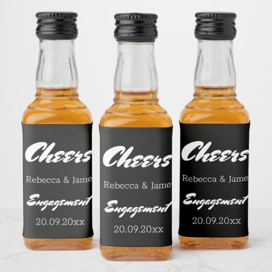 ブラック婚約ウェディングパーティーの好意応援 リキュールボトルラベル (ボトル)