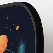 ブラック宇宙プラネットデザインモダンモノグラム ピックルボールラケット (左詳細)