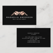 ブラック実在エステート剤バラ金ゴールドブラシ金属 名刺 (正面/裏面)