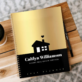 ブラック実在金ゴールドエステートブローカーエージェントハモダンウス プランナー手帳