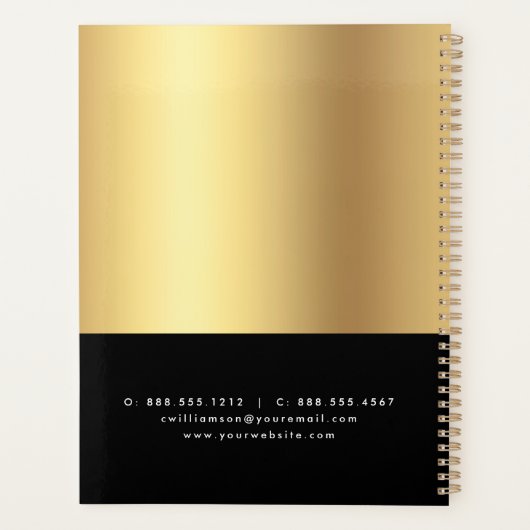 ブラック実在金ゴールドエステートブローカーエージェントハモダンウス プランナー手帳 (裏面)