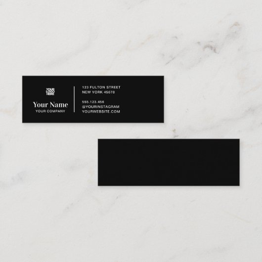ブラック小さなビジネスのロゴシンプルミニマモダンリスト スキニー名刺 (正面/裏面)