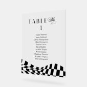 ブラック市松模様にパターン結婚のシーティングプランカード アクリルサイン (傾斜)