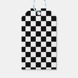 ブラック市松模様に紙 ギフトタグ