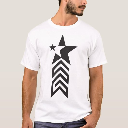 ブラック幾何学スターシンボル - 抽象的なモダンアート Tシャツ (正面)