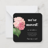 ブラック引っ越しましたあじさいアナウンスメントカード ノートカード (正面)