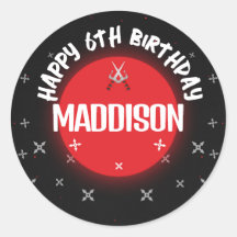 ブラック忍者バースデーパーティクラシックーラウンドスティッカー