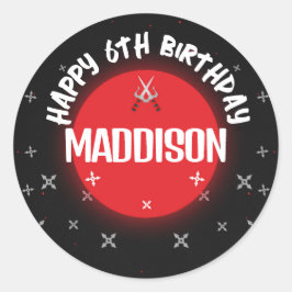 ブラック忍者バースデーパーティクラシックーラウンドスティッカー ラウンドシール