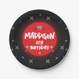 ブラック忍者バースデーパーティー紙プレート ペーパープレート