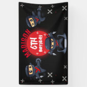 ブラック忍者誕生日パーティバナー 横断幕 (縦)