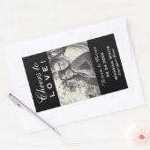 ブラック応援を愛結婚のフォトワインボトル 長方形シール (封筒)