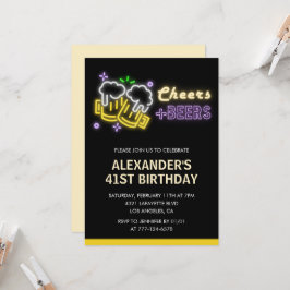 ブラック応援ビールドリンク41歳の誕生日の招待状 招待状