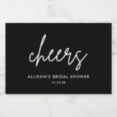 ブラック応援ミニマルブライダルシャワー スパークリングワインラベル (シングルラベル)