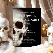 ブラック怖いスカル大人ハロウィンカクテルパーティー 招待状