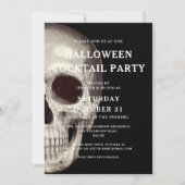 ブラック怖いスカル大人ハロウィンカクテルパーティー 招待状 (正面)