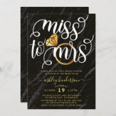 ブラック恋しく思マーブルブライダルシャワー 招待状 (正面/裏面)