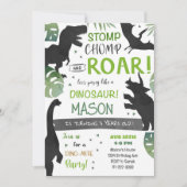 ブラック恐竜の誕生日パーティー招待状 招待状 (正面)