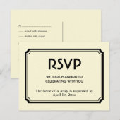 ブラック感じ・アート・デコ・レトロ・エンクロージャ・レスポンス・カード インビテーションポストカード (正面/裏面)