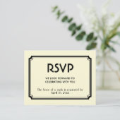 ブラック感じ・アート・デコ・レトロ・エンクロージャ・レスポンス・カード インビテーションポストカード (スタンド正面)