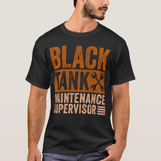 ブラック戦車メンテナンス監督 おもしろい父の日ギフト Tシャツ (正面)