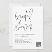 ブラック手書きスクリプトQRコード ブライダルシャワー 招待状 (正面)