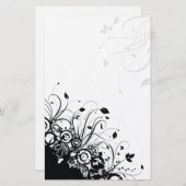 ブラック抽象芸術アートフローラ文房具 便箋 (正面/裏面)