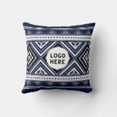 ブラック抽象芸術エスニック幾何学模様（ロゴ付き） クッション (裏面)