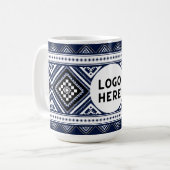 ブラック抽象芸術エスニック幾何学模様(ロゴ付き) コーヒーマグカップ (正面左)