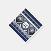 ブラック抽象芸術エスニック幾何学模様（ロゴ付き） スタンダードカクテルナプキン (角)