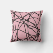 ブラック抽象芸術スクライブオンピンク クッション (裏面)