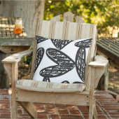 ブラック抽象芸術ハート装飾用クッション アウトドアクッション (椅子)