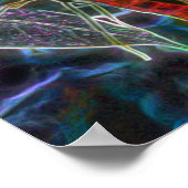 ブラック抽象芸術バタフライファンタジーアート ポスター (角)