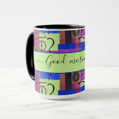 ブラック抽象芸術パパブライトリンガー15oz マグカップ (正面左)