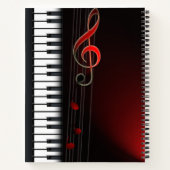 ブラック抽象芸術ピアノ及びクレフ、 音符記号 ノートブック (裏面)