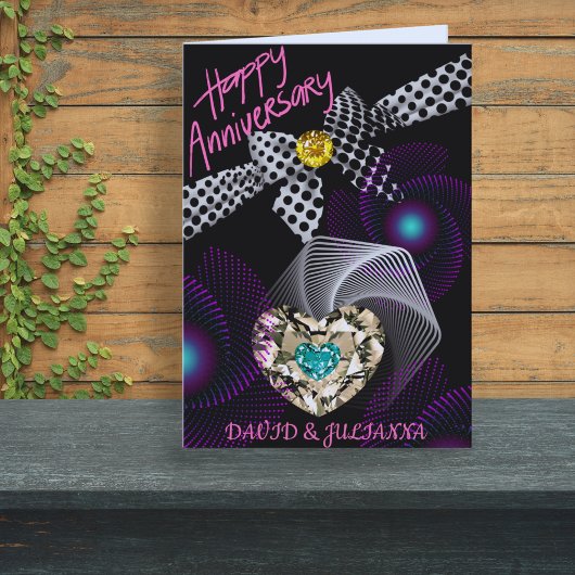 ブラック抽象芸術モダンダイヤモンドハッピー記念日 カード