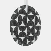 ブラック抽象芸術60sスタイルシームレスパターン。 ガラスオーナメント (正面右)