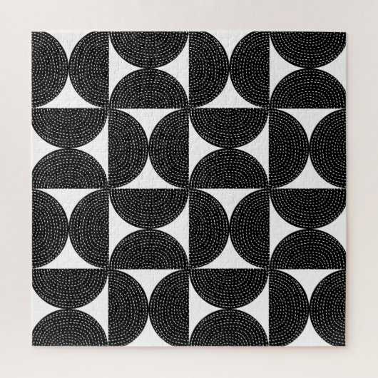 ブラック抽象芸術60sスタイルシームレスパターン。 ジグソーパズル (縦)