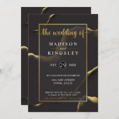ブラック抽象芸術🖤✨インクイアルコールファブバジェット結婚ズ 招待状 (正面/裏面)