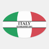 ブラック文字イタリア1861年国旗 楕円形シール (正面)
