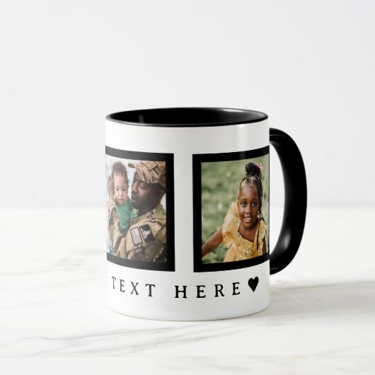 ブラック文字カスタムフォトファーザーズデイマグ マグカップ (正面右)