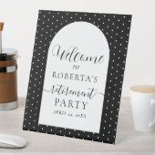 ブラック文字スクリプト退職パーティーへようこそ 台座サイン (インサイチュ)