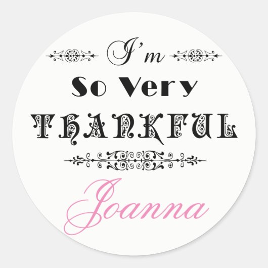 ブラック文字デザイン – ありがとう ラウンドシール (正面)