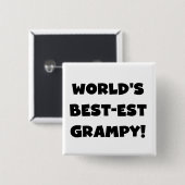 ブラック文字ワールド最高ので最もグラピーな贈り物 缶バッジ (正面&裏面)